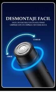 Afeitadora recargable con desmontaje fácil - Ideal para mantenerla siempre limpia y lista Afeitadora portátil recargable con sistema de desmontaje fácil para limpieza rápida y sin agua
