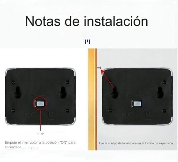 Guía rápida de instalación para lámpara solar de pared recargable – Encendido y montaje fácil en exteriores