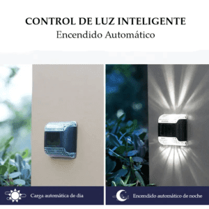 Lámpara solar recargable con sensor automático de encendido para exteriores – Alemka Importaciones Perú Lámpara solar con encendido automático día/noche para exteriores – Control inteligente de luz sin cables