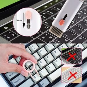 "Limpieza segura de teclados con el extractor del Kit 7 en 1 de Alemka" Comparación entre el uso correcto del extractor de teclas del Limpiador Multifuncional 7 en 1 y métodos inadecuados para limpiar teclados – Alemka Importaciones Perú