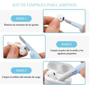 Guía paso a paso para limpiar AirPods con el Limpiador Multifuncional 7 en 1 de Alemka Importaciones – malla, ranuras y estuche de carga
